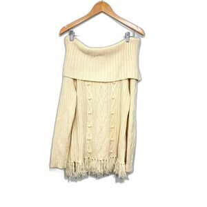 Sundance Sweater off the shoulder cable knit chunky ivory lagenlook size Large